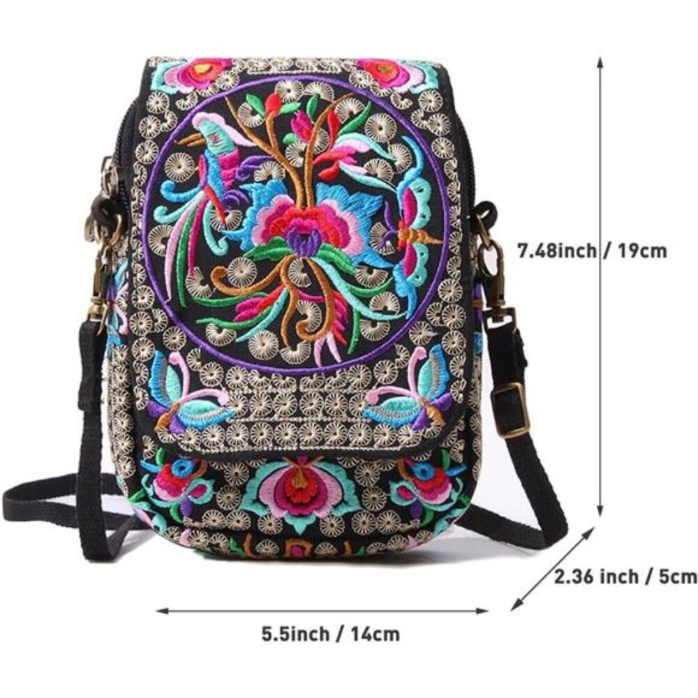Embroidered Cute Mini Crossbody Bag For Women Small Handbags Wristlet Wallet View 3